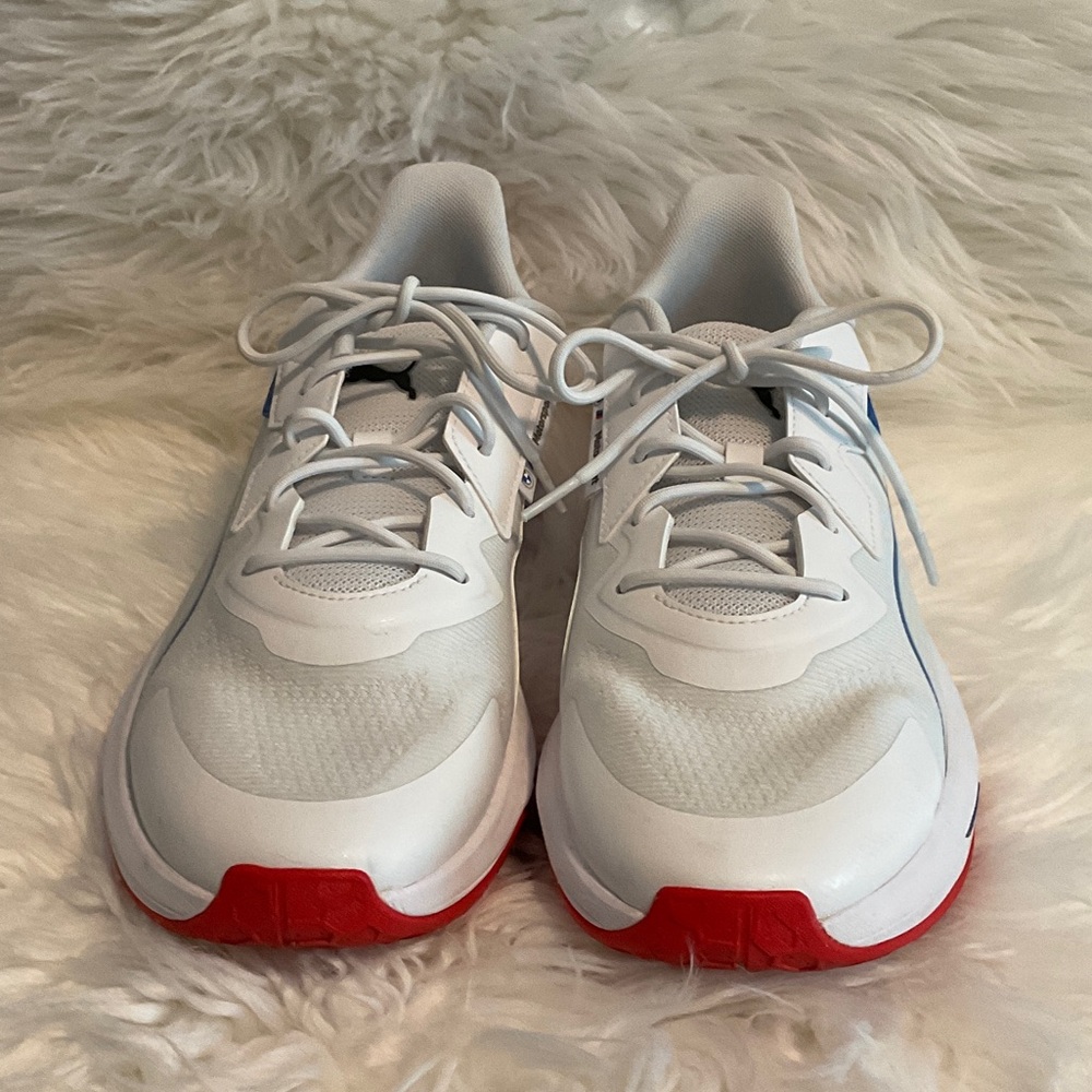 Puma White BMW Sneakers with Red and Blue Accents